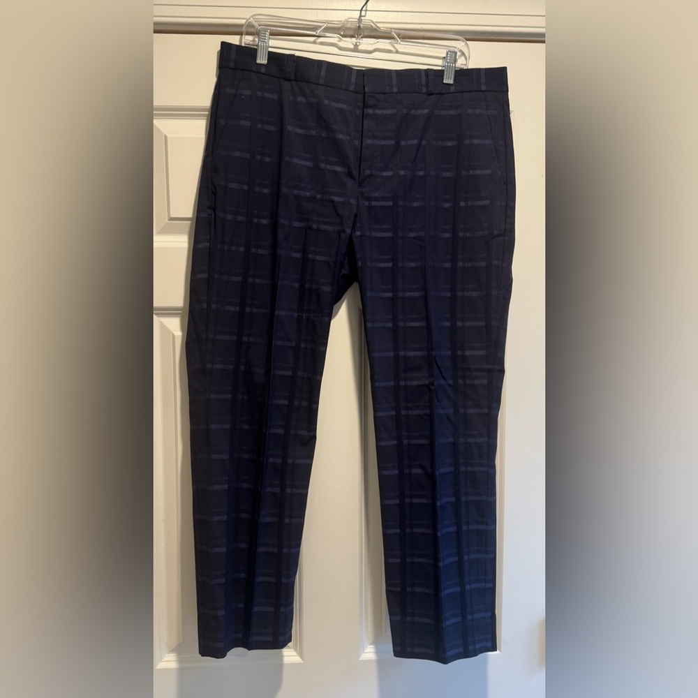 Banana Republic Blue Plaid Avery Cropped Dress Pants